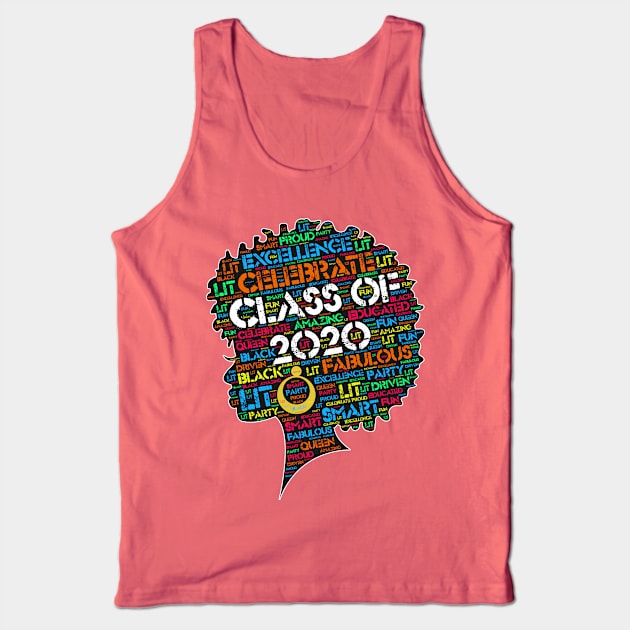 Class of 2020 Black Woman Afro Words Tank Top by blackartmattersshop